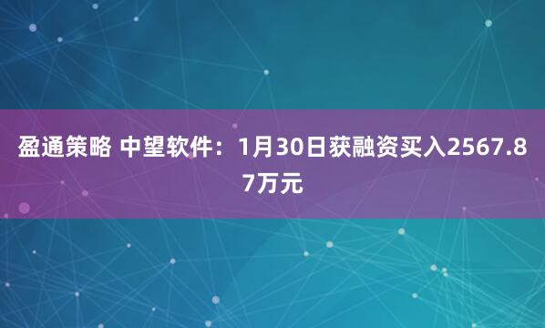 盈通策略 中望软件：1月30日获融资买入2567.87万元